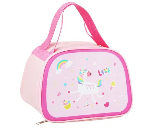 Thermoisolierende Frühstücks-Lunchtasche, rosa Einhorn, 23 cm