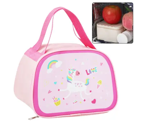 Thermoisolierende Frühstücks-Lunchtasche, rosa Einhorn, 23 cm