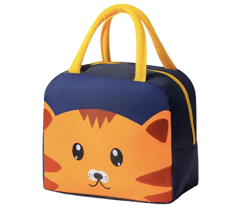 Thermal Insulating Breakfast Bag Lunch Bag Cat Navy Blue 23cm