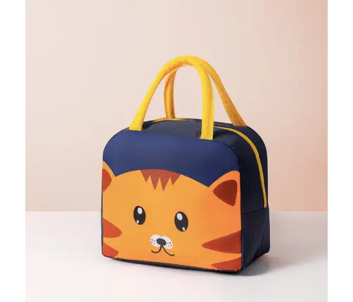 Thermal Insulating Breakfast Bag Lunch Bag Cat Navy Blue 23cm