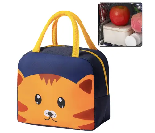 Thermal Insulating Breakfast Bag Lunch Bag Cat Navy Blue 23cm