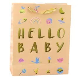 Hello Baby Gift Bag Peach 32 x 26 x 10cm Hello Baby Gift Bag Peach 32 x 26 x 10cm