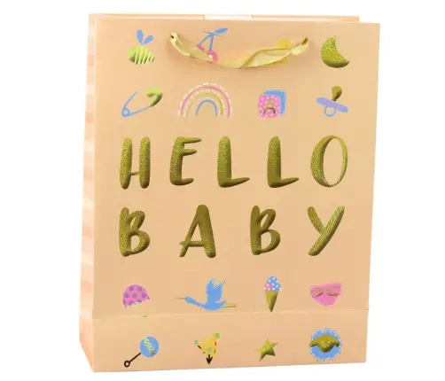 Hello Baby Gift Bag Peach 32 x 26 x 10cm