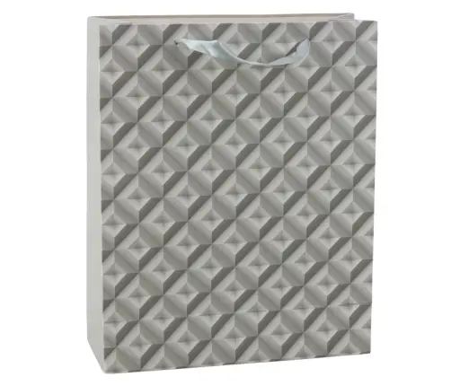 3D Geometry Effect Gift Bag Gray 32 x 26 x 10.5 cm