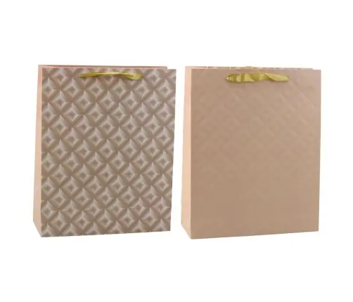 Light Beige Embossed Gift Bag 32 x 26 x 10cm