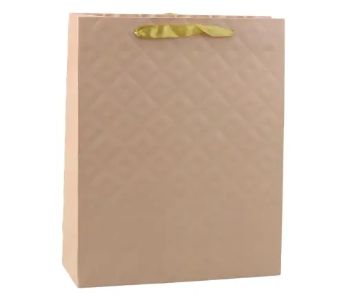 Light Beige Embossed Gift Bag 32 x 26 x 10cm