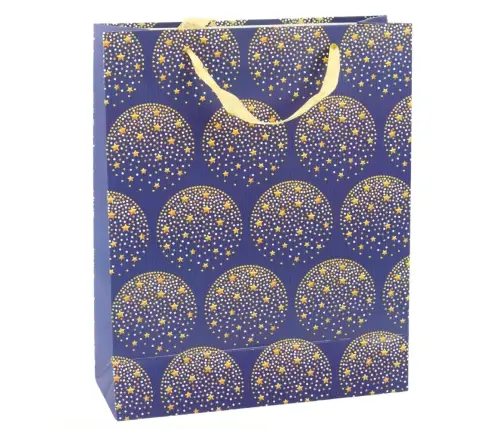Elegant Gift Bag Gold Stars Navy Blue 32 x 26 x 12 cm