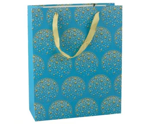 Elegant Gift Bag Gold Stars Blue 32 x 26 x 12 cm