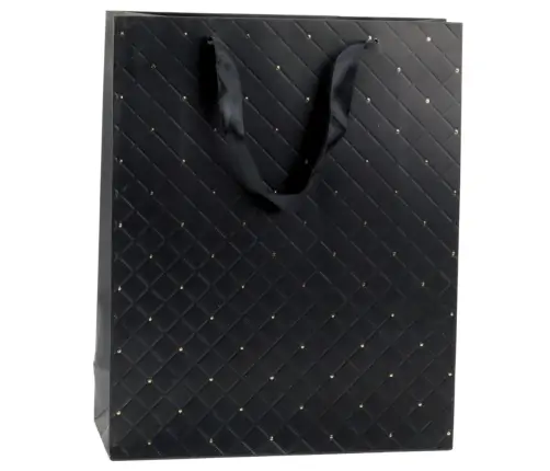 Paper Gift Bag Elegant Gold Dots Black 32 x 26 x 10cm