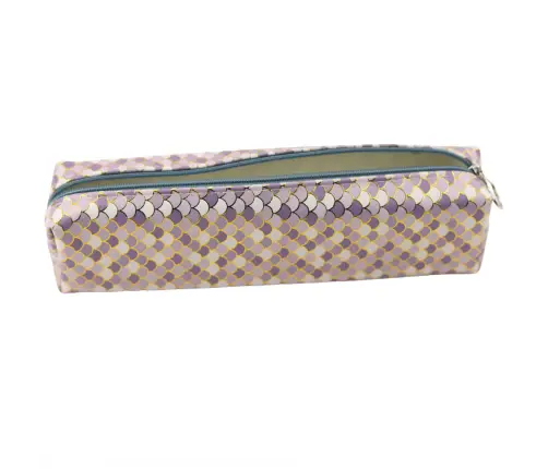School Pencil Case Scales Gray Shiny Gold Elements