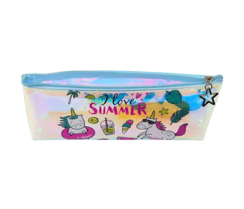 Girl's School Holographic Pencil Case Summer Unicorns