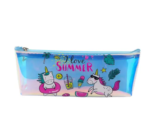 Girl's School Holographic Pencil Case Summer Unicorns