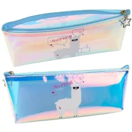 Children's School Pencil Case Holographic With Lama Blue 21x6cm Children's School Pencil Case Holographic With Lama Blue 21x6cm