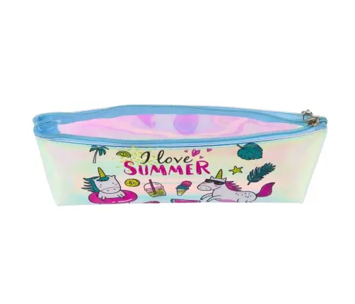 Girl's School Holographic Pencil Case Summer Unicorns  20x8cm