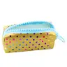 School Pencil Case Organizer Colorful Dots Large Zipper Gold 21x8cm