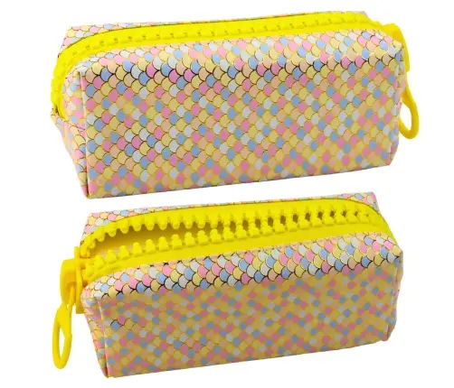 School Pencil Case Organizer Mermaid Scales Pattern Large Colorful Zipper