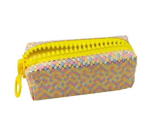 School Pencil Case Organizer Mermaid Scales Pattern Large Colorful Zipper