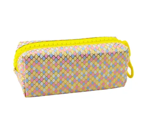 School Pencil Case Organizer Mermaid Scales Pattern Large Colorful Zipper