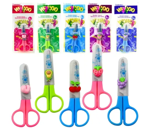 Two-handed school scissors with safety cap Mix 12cm