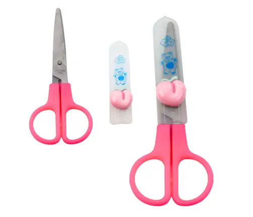 Two-handed school scissors with safety cap Mix 12cm