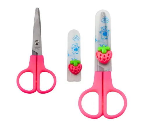 Two-handed school scissors with safety cap Mix 12cm