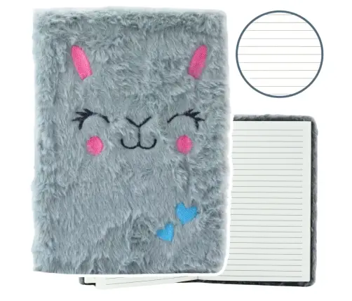 Plush Notebook Notebook Lined Gray Hare A5 80 Sheets