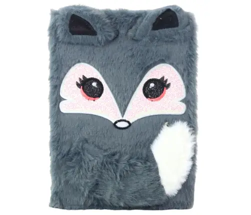 Plush Notebook Notebook Lined Gray Fox A5 80 Sheets