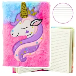 Plush Notebook Notebook Lined Unicorn with Golden Horn A5 80 Sheets