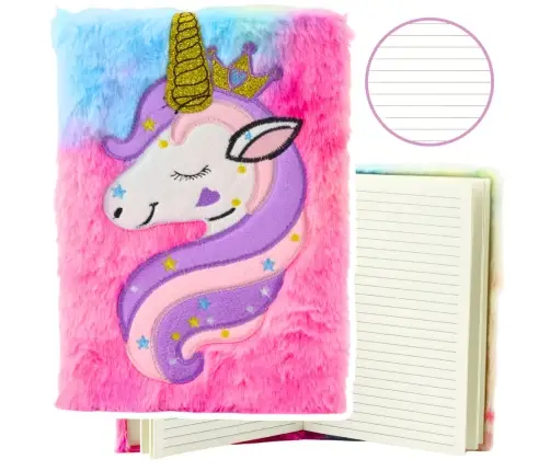 Plush Notebook Notebook Lined Unicorn with Golden Horn A5 80 Sheets