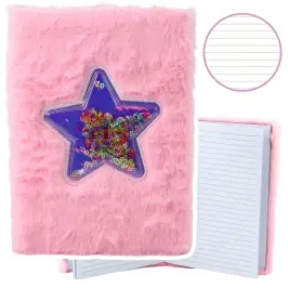 Plush Notebook Notebook Lined Star with Confetti Pink A5 80 Sheets Plush Notebook Notebook Lined Star with Confetti Pink A5 80 Sheets