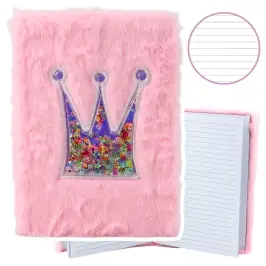 Plush Notebook Notebook Lined Crown with Confetti Pink A5 80 Sheets