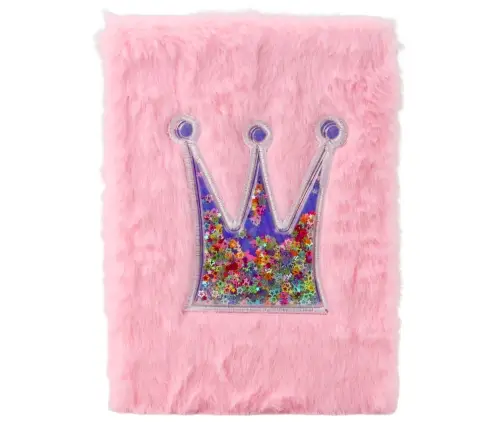 Plush Notebook Notebook Lined Crown with Confetti Pink A5 80 Sheets