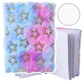 Plush Notebook Notebook Lined Gold Stars Pastel A5 80 Sheets