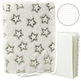 Plush Notebook Notebook Lined Gold Stars White A5 80 Sheets