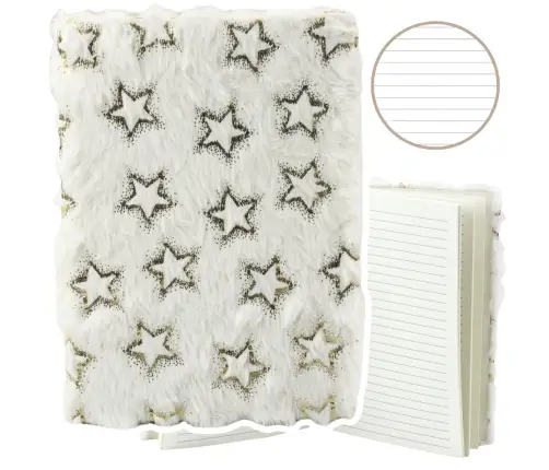 Plush Notebook Notebook Lined Gold Stars White A5 80 Sheets