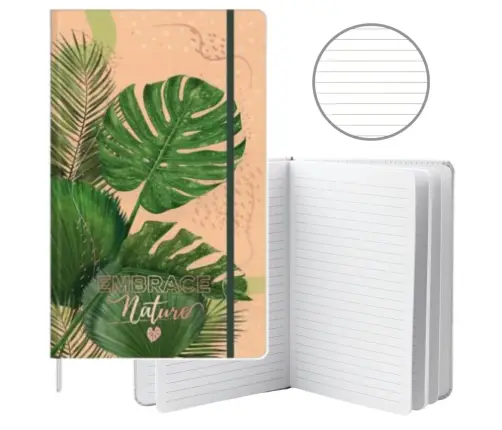 Notebook Planner Lined Monstera Leaves Eraser A5 80 Sheets