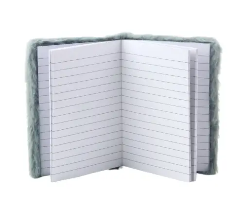 Plush Notebook Lined Shiny Star Gray A6 80 Sheets