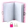 Plush Diary Notebook with Padlock and 2 Keys Heart Pink A6 80 Sheets