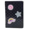 Lined Notebook Glitter Patches Black B6 80 Sheets