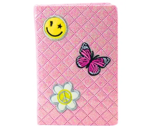 Notatnik W Line Brokatowy Naszywki Różowy B6 80 Kartek