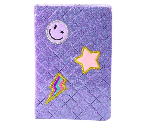 Lined Notebook Glitter Patches Purple B6 80 Sheets