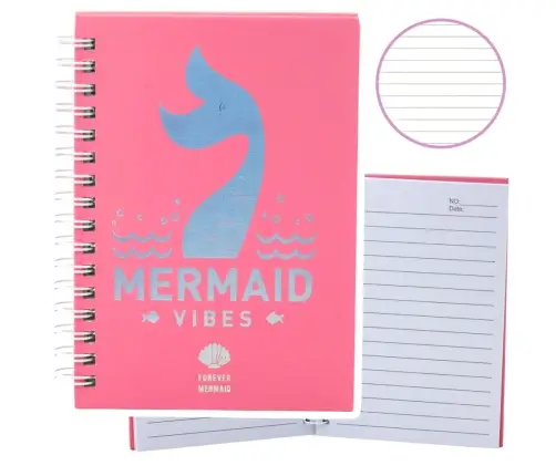 Holographic Mermaid Tail Pink Lined Notebook A6 80 Sheets
