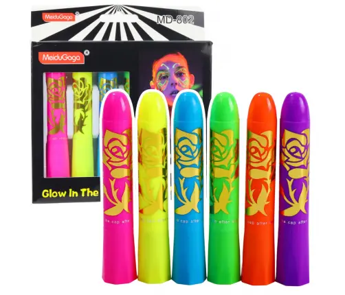 Face Painting Set Neon UV Fluorescent Pencils 6pcs