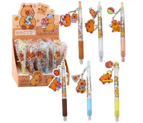 Capybara Gel Pen Keychain Blue Ink 14.5cm Mix