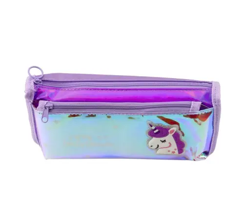 Holographic Purple Unicorn School Pencil Case 21.5x9 cm