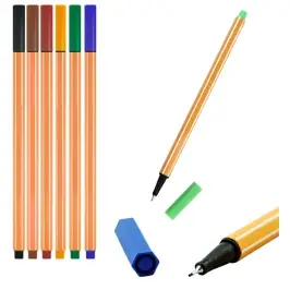 Set of Fineliners Office School Thickness 0.4mm Colored 6pcs
