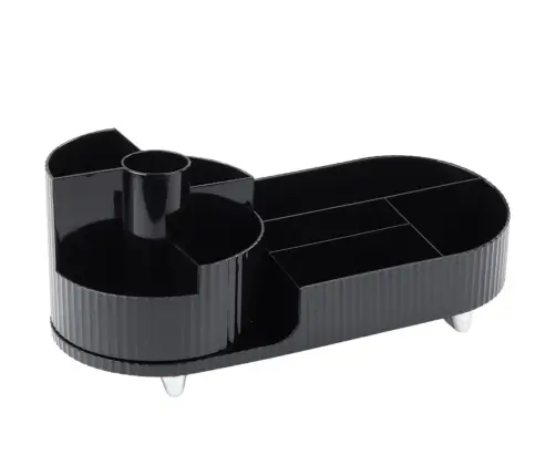 Multifunctional Organizer For Cosmetics Desk Rotatable Roomy Black