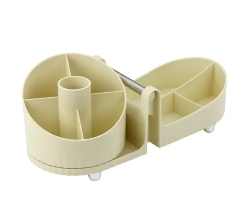 Cosmetics Organizer Office Accessories Handle Beige