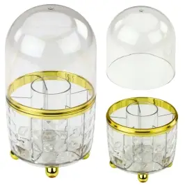 360° Rotating Organizer for Brushes and Cosmetics with Cover, Transparent 360° Rotating Organizer for Brushes and Cosmetics with Cover, Transparent