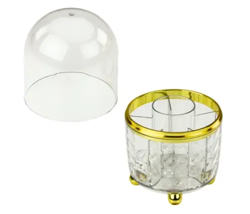 360° Rotating Organizer for Brushes and Cosmetics with Cover, Transparent